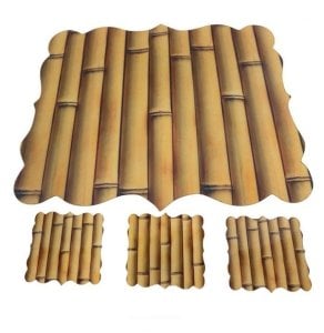 Pvc Bambu Amerikan Servisi & Bardak Altlığı seti 4 lü Set