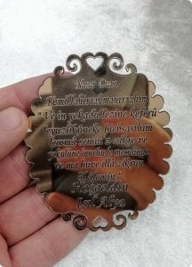 Nazar Duası Yazılı Lazer Kesim Pleksi Ayna Bebek Şekeri