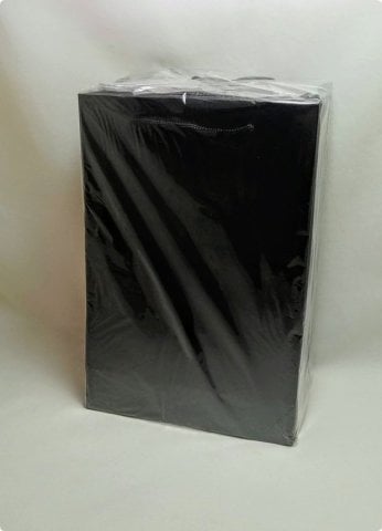 25 Li 17x26 Cm Düz Körüklü Siyah Karton Çanta / Poşet