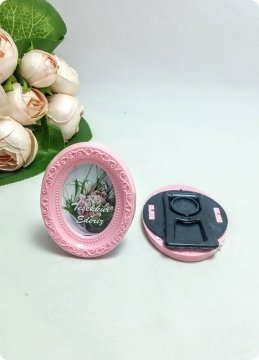 10 lu Polyester Oval İşlemeli Çerçeve PEMBE