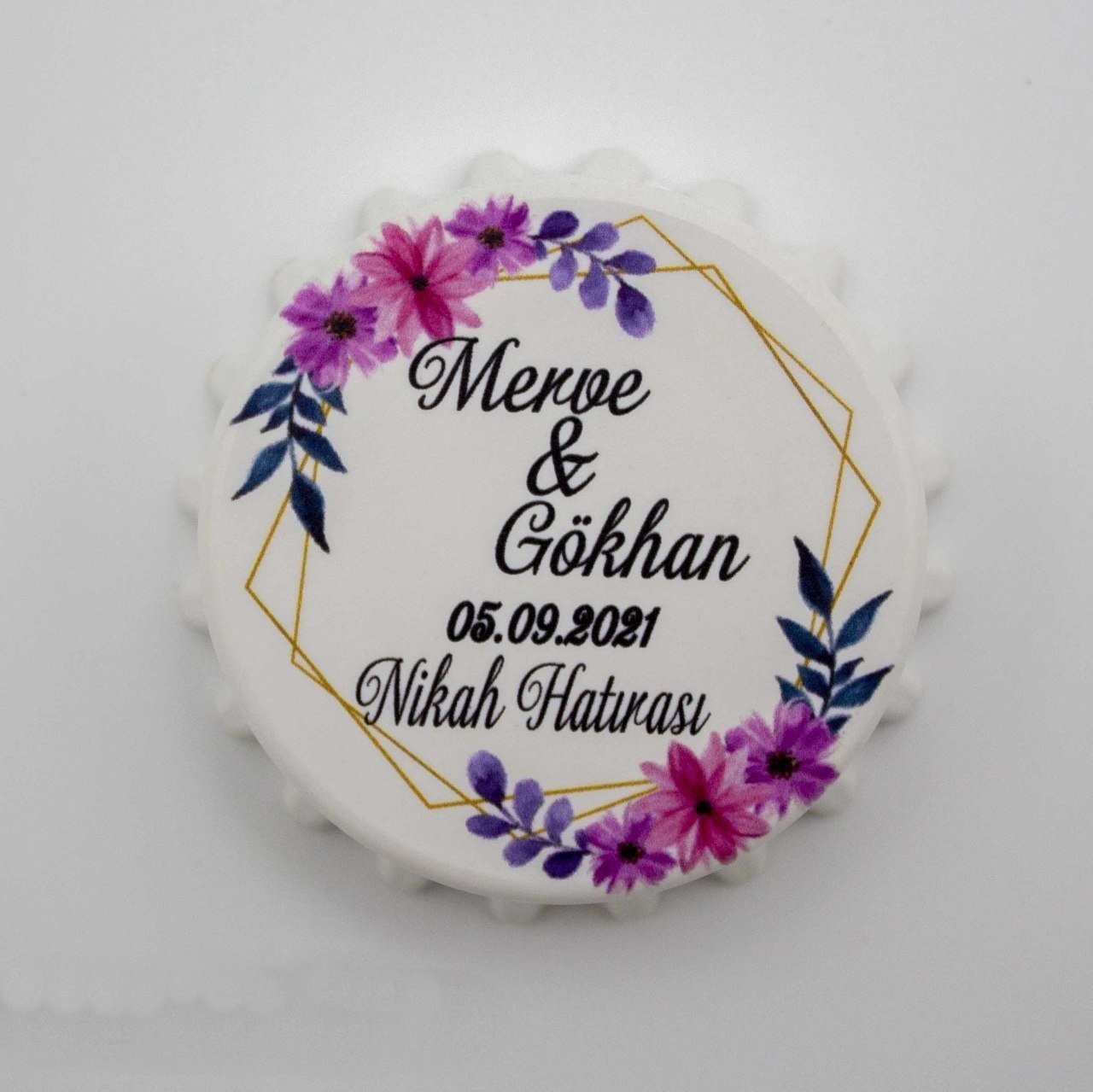 Kişiye Özel Nikah Hatırası UV Baskılı Açacak (6cm)