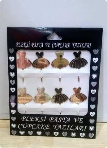 8 Li Kız bebek Elbise Pleksi ayna pasta süsü