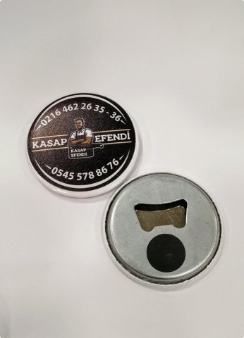 Kurumsal Logolu Metal Mıknatıslı UV Baskılı Açacak (6cm)