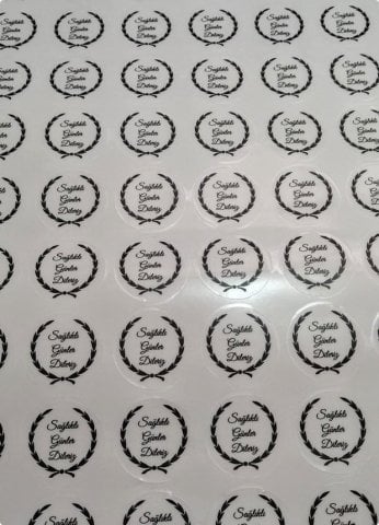 3 Cm Yuvarlak Şeffaf Sticker / İsim Etiketi 1 Sayfa (100 Adet)