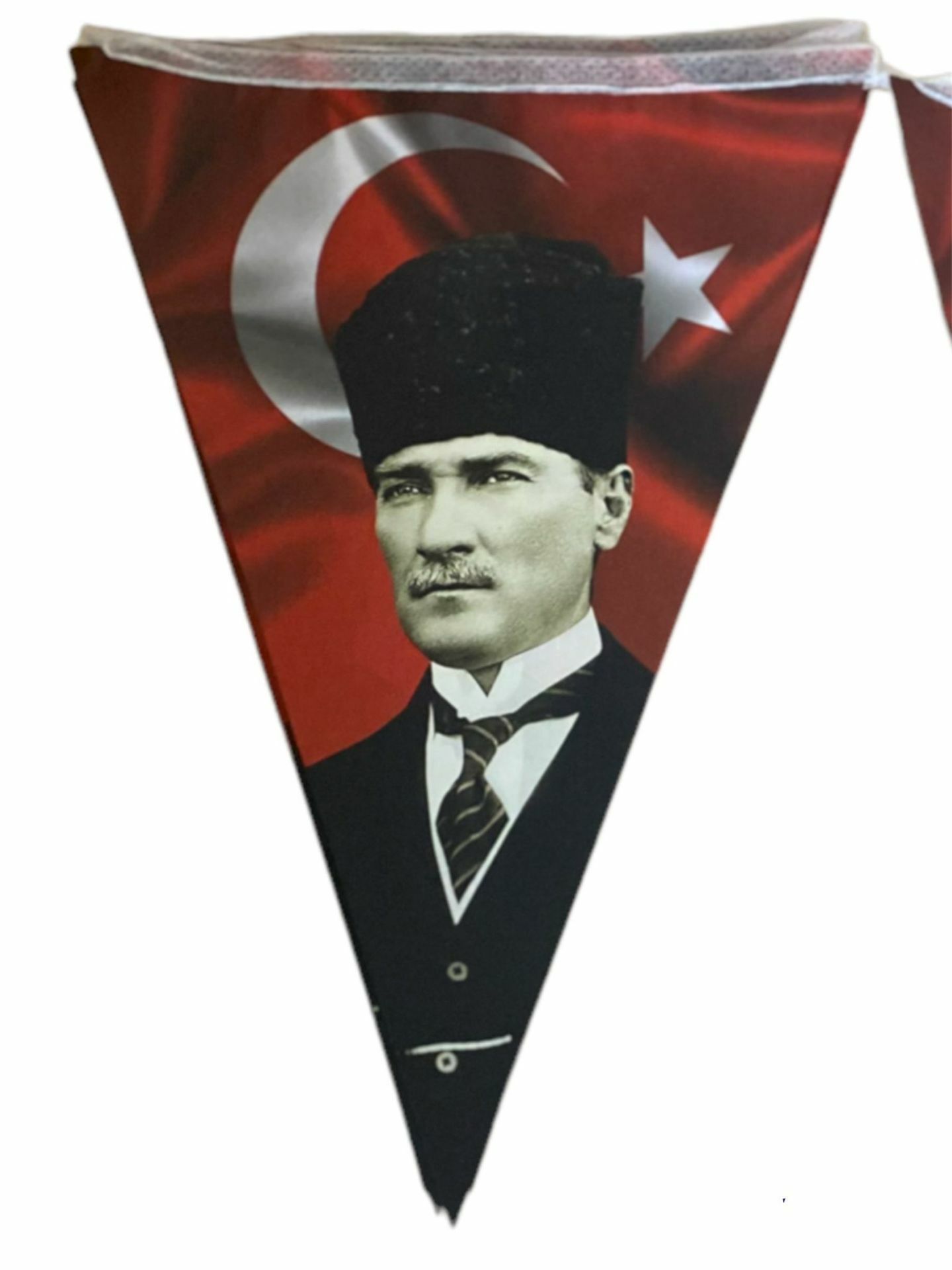 2 Metrelik Atatürk Resimli Üçgen Flama