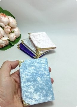 (128 sayfa ) 1 Paket  7 x 10 cm Kadife Kumaş Kaplı Yasin i Şerif