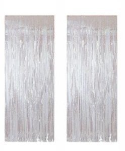 2 Lİ SET METALİZE FON SÜSÜ ASMALI BEYAZ 50X230 CM