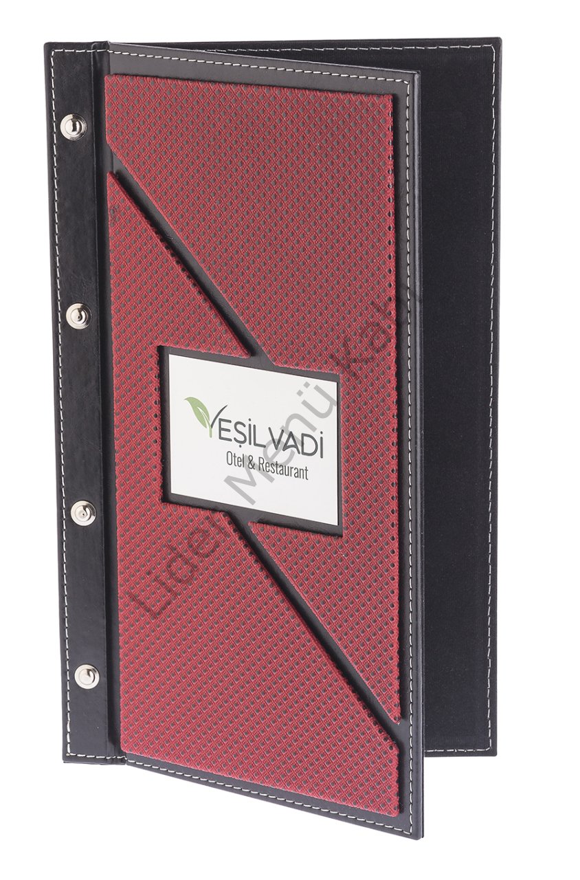Kod: 188 Vidalı Kesik Model Metal Plakalı Menü Kabı (Görsel Ebat: 19x32 cm)