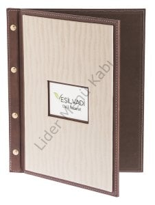 Kod: 195 Vidalı Dalga Model Metal Plakalı Menü Kabı (Görsel Ebat: 26x32 cm)