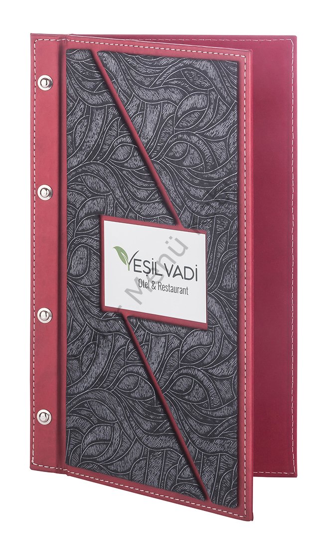 Kod: 11002 Vidalı Kesik Model Metal Plakalı Menü Kabı (Görsel Ebat: 19x32 cm)