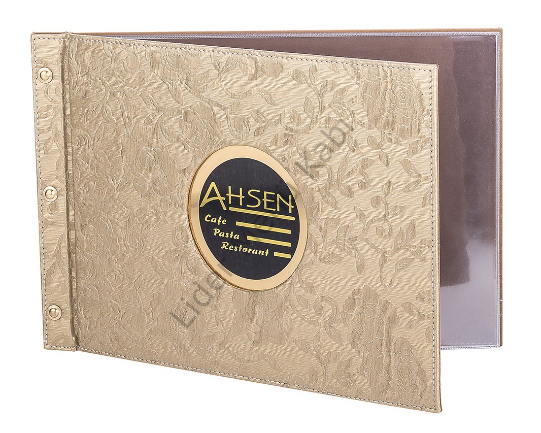 Kod: 11010 Vidalı Çiçek Desenli Metal Plakalı Menü Kabı (Görsel Ebat: 24,5x17 cm)
