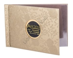 Kod: 11010 Vidalı Çiçek Desenli Metal Plakalı Menü Kabı (Görsel Ebat: 24,5x17 cm)