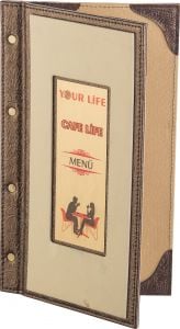 Kod: 102 Vidalı Metal Plakalı Deri Menü Kabı (Görsel Ebat: 19x32 cm)