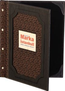 Kod: 104 Vidalı Metal Plakalı Hanedan Işıltılı Menü Kabı (Görsel Ebat: 26x32 cm)