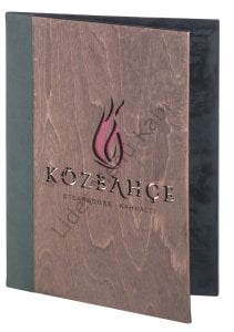 Kod: 0513 Ahşap Lazer Kesim Deri Model İçten Vidalı Menü (23x32 cm)