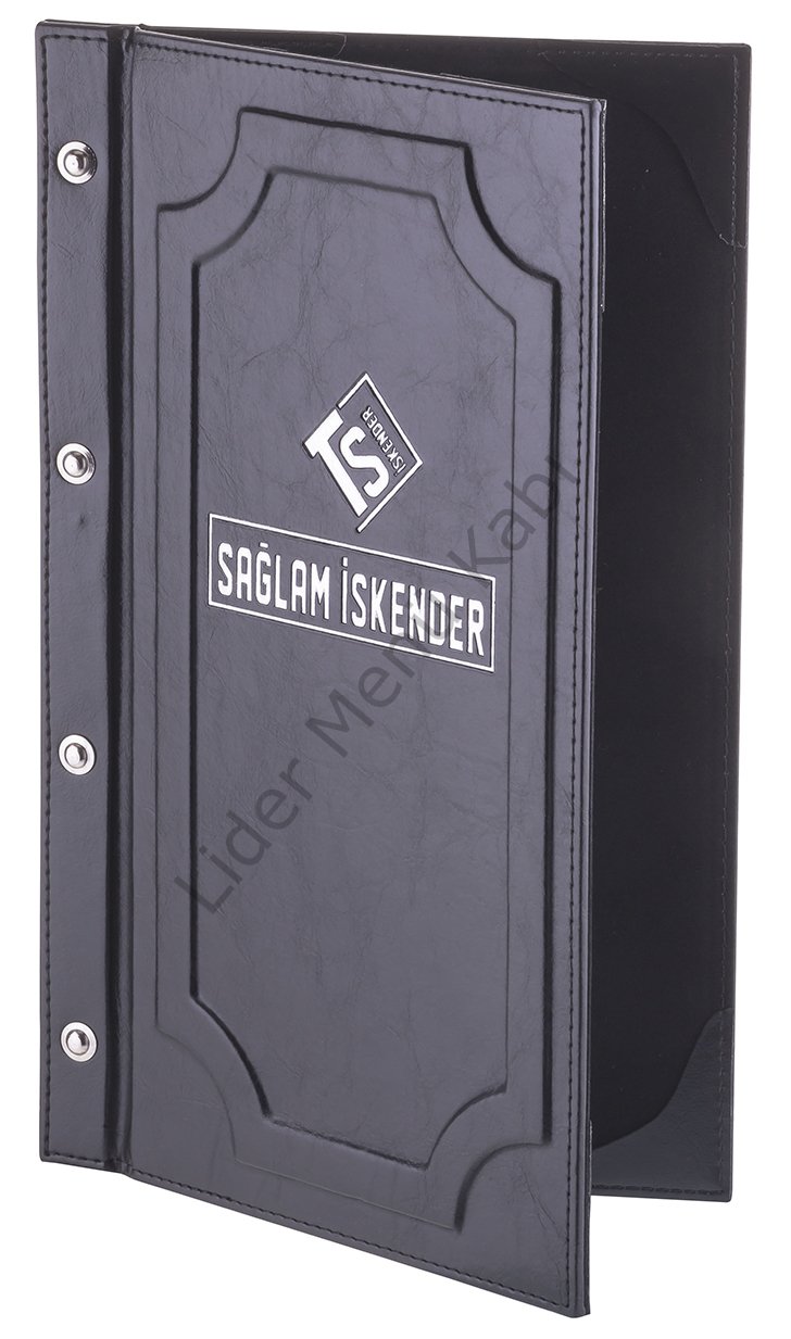 Kod: 11023 Vidalı Çerçeveli Menü Kabı Gofre Baskılı (19x32 cm)