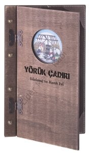 Kod: 0514 Ahşap Vidalı Menü Lazer Kesim Metal Baskılı (19x32 cm)