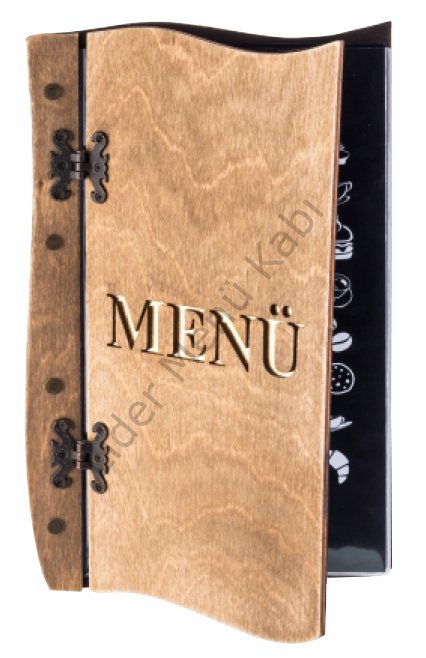 Kod: 0534 Ahşap Özel Kesim Menteşeli Menü Kabı (19x32 cm)
