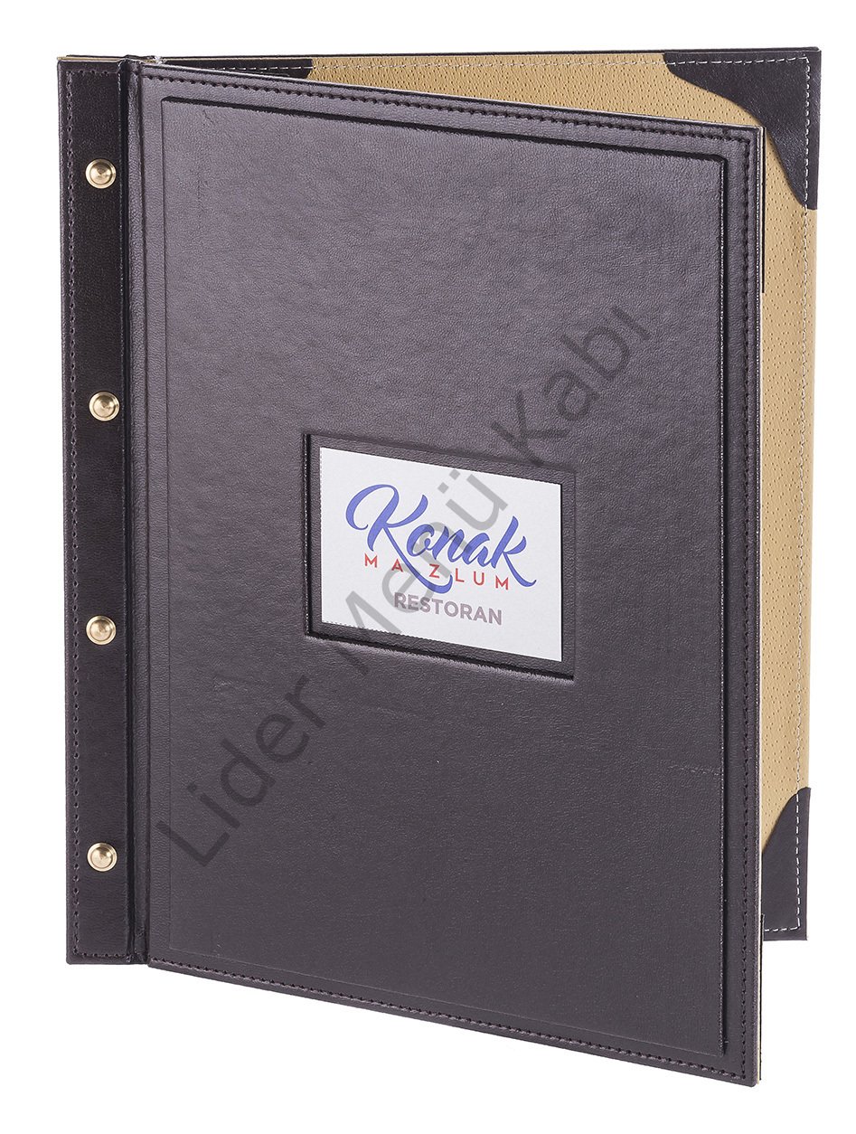 Kod: 0275 Vidalı Pencereli Metal Baskılı Menü (26x32 cm)