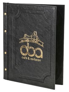 Kod: 0292 Vidalı Çerçeveli Varak Baskılı Menü Kabı (25x31,5 cm)