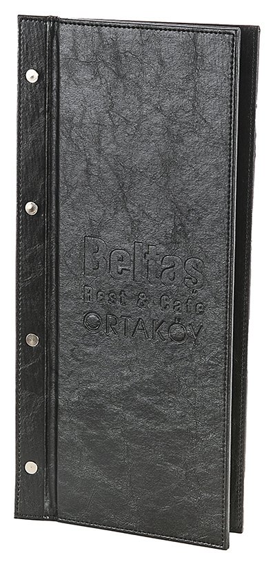 Kod: 0294 Vidalı Düz Model Sıcak Baskılı Menü Kabı (16x34 cm)