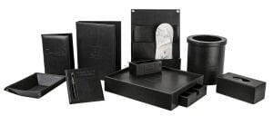 Deri Otel Ekipman Seti Gofre Baskılı - Leather Hotel Equipment Set Seersucker Printed