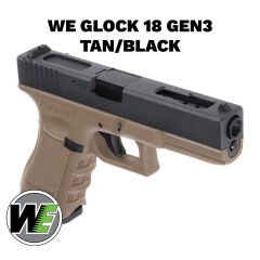 Airsoft Tabanca WE Glock 18C Siyah/Tan Gen3 WE-G002A-TAN G18-A-TAN-GEN3