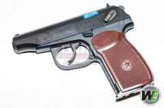 WE Makarov Gas Pistol with Marking and Silencer ( BK w/ Brown Grip )