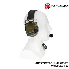 Telsiz Kulaklığı-Baş Tipi-HAKİ-TAC-SKY ARC COMTAC III WYS0053-FG