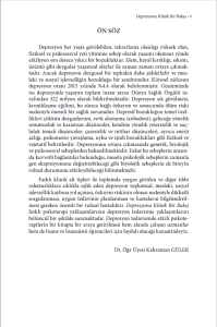 DEPRESYONA KLİNİK BİR BAKIŞ “Şimdi Anlama Vakti”