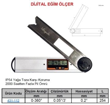 Dijital Açı Ölçer 0-360°