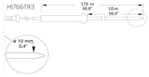 HANNA HI766TR3 Uzatılmış Uzunluk Penetrasyon K Tipi Termokupl Probu Tutamaklı (1.5m)