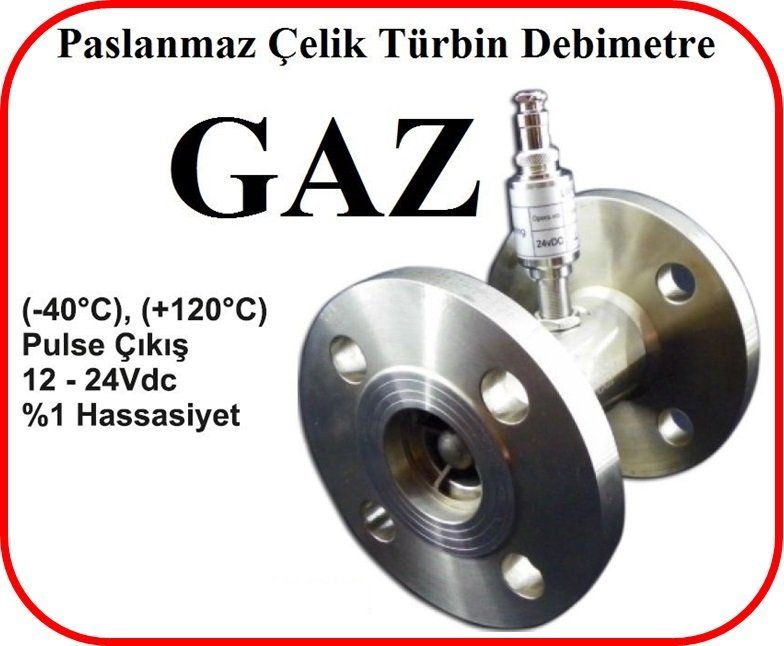 Paslanmaz Çelik Türbin Debimetre Gaz DN15 1.5-7.5 m3/saat Flanşlı