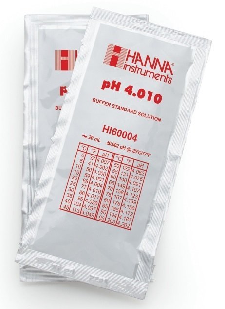 HANNA HI60004-02 pH 4.010 -  25oC Millesimal Calibration Buffer Sachets, (25 x 20mL)