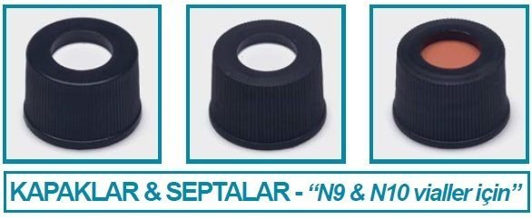 İsolab kapak + septa - N10 - silikon/PTFE - yarıksız (100 adet)
