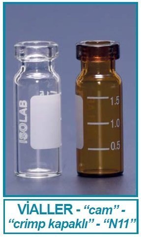 İsolab vial - crimp kapak - N11 - 1.5 ml - 11.6 x 32mm - amber (100 adet)