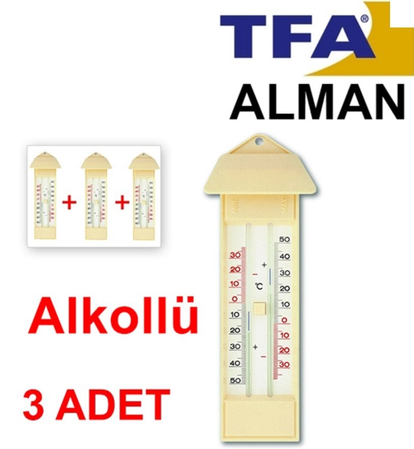 3 ADET TFA 10.3015.03 Plastik Maksimum-Minimum Termometre