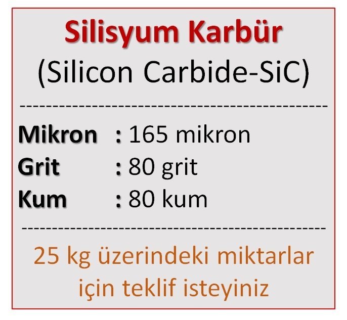 80 kum Mikronize Silisyum Karbür Tozu (165 mikron)