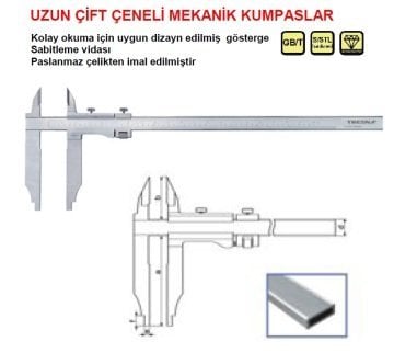 Uzun Çift Çene Mekanik Kumpas 500/200/0.02mm