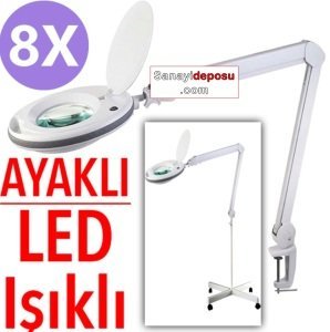 B150 LED Işıklı Hem Masaüstü Hem Ayaklı Büyüteç (8X)