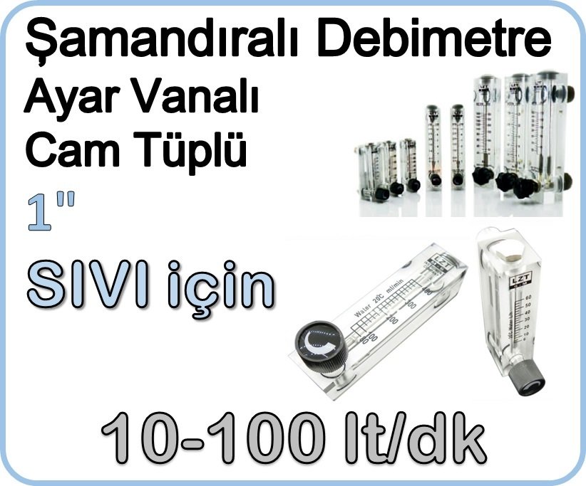 Cam Tüplü Ayar Vanalı Şamandıralı Debimetre Sıvı 10-100 lt/dk