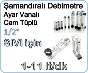 Cam Tüplü Ayar Vanalı Şamandıralı Debimetre Sıvı 1-11 lt/dk