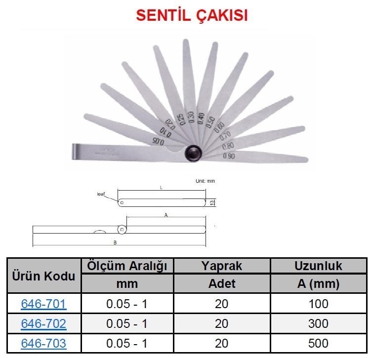 Sentil Çakısı 0.05-1/100mm