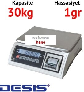 Desis JWP Fiş Çıkartabilen Terazi - Hassasiyet: 1 gr. Max: 30 kg.