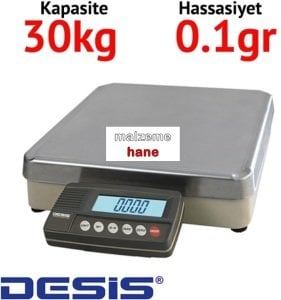 Desis PRW Dijital Hassas Terazi - Hassasiyet: 0.1 gr. Max: 30 kg.