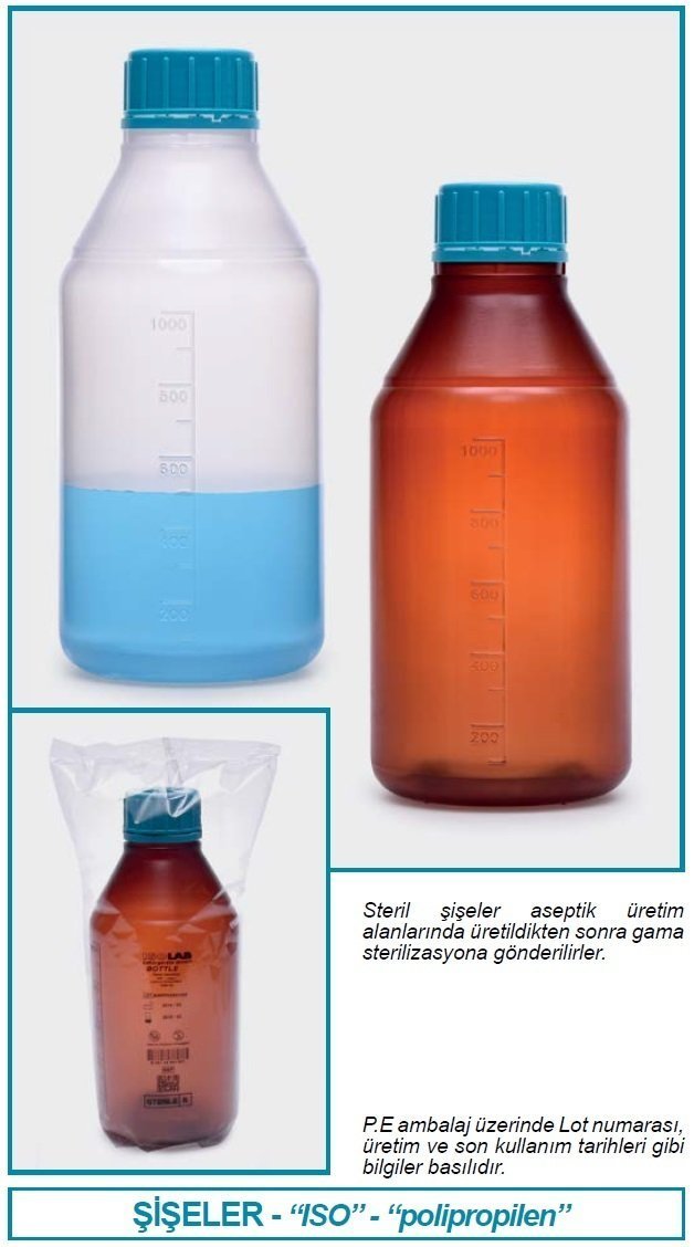 İsolab şişe - ISO - vida kapaklı - orta boyun - P.P - şeffaf