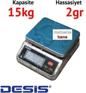 Desis S29 Dijital Yıkanabilir Terazi - Hassasiyet: 2 gr. Max: 15 kg.