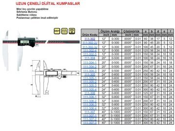 Uzun Çene Dijital Kumpas 800/125mm