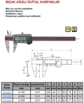 Bıçak Ağızlı Dijital Kumpas 300mm