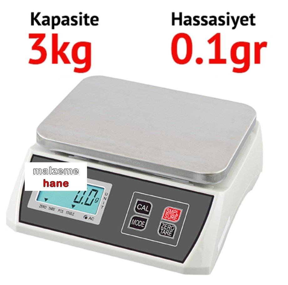 EKOTER H7W-3 Dijital Hassas Terazi - Hassasiyet: 0.1 gr. Max: 3 kg.